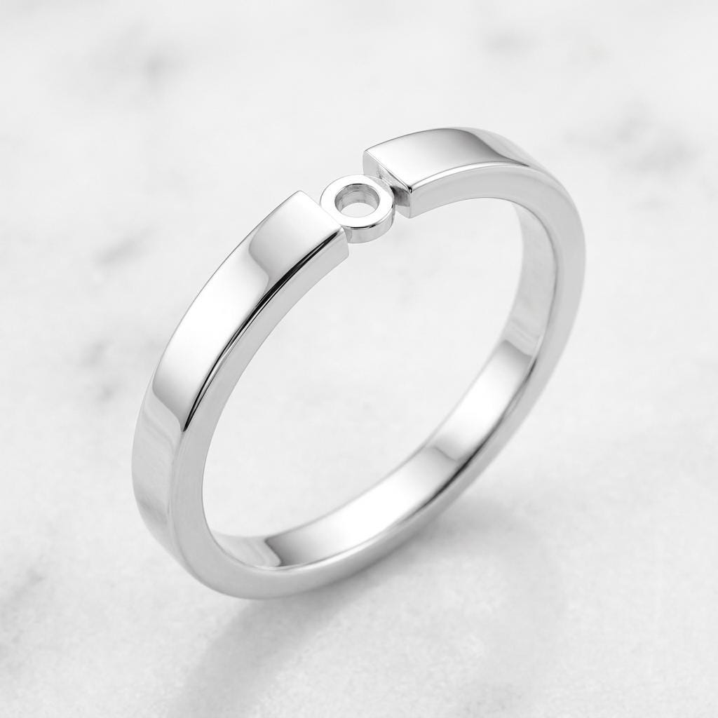 Round Semi Mount Ring Setting 3mm, 925 Sterling Silver Tension Style Ring Mount, Minimalist Empty Ring Setting for DIY