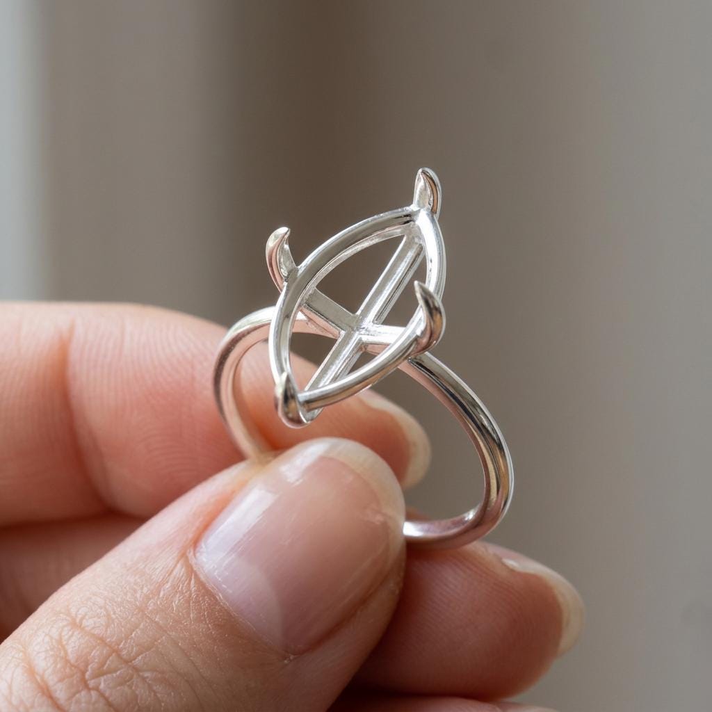 Empty Marquise Ring Setting 10x5 to 13x6.5mm, Blank 925 Silver Knife Edge Mount with 4 Horn Claws for Custom Ring, Setting Only
