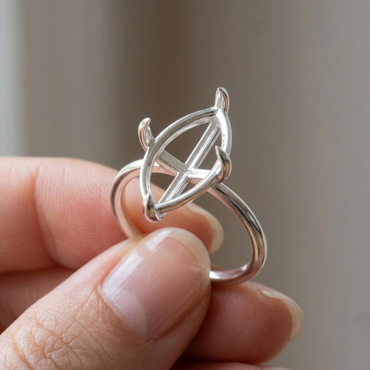 Empty Marquise Ring Setting 10x5 to 13x6.5mm, Blank 925 Silver Knife Edge Mount with 4 Horn Claws for Custom Ring, Setting Only