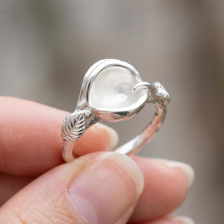 Round Semi Mount Ring Setting 5 to 8mm, 925 Sterling Silver Leaf Vine Ring Mount, Open Petal Cup Empty Ring Setting for DIY