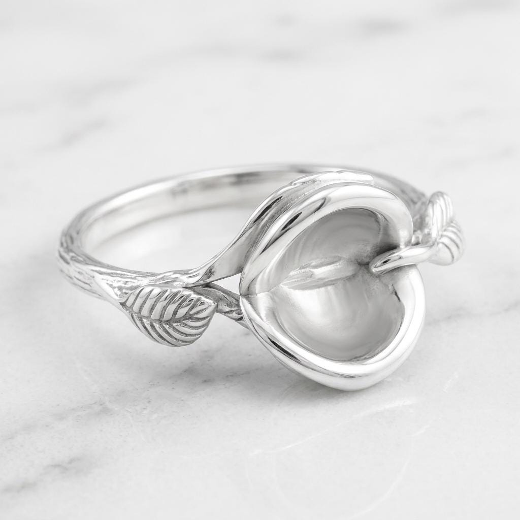 Round Semi Mount Ring Setting 5 to 8mm, 925 Sterling Silver Leaf Vine Ring Mount, Open Petal Cup Empty Ring Setting for DIY