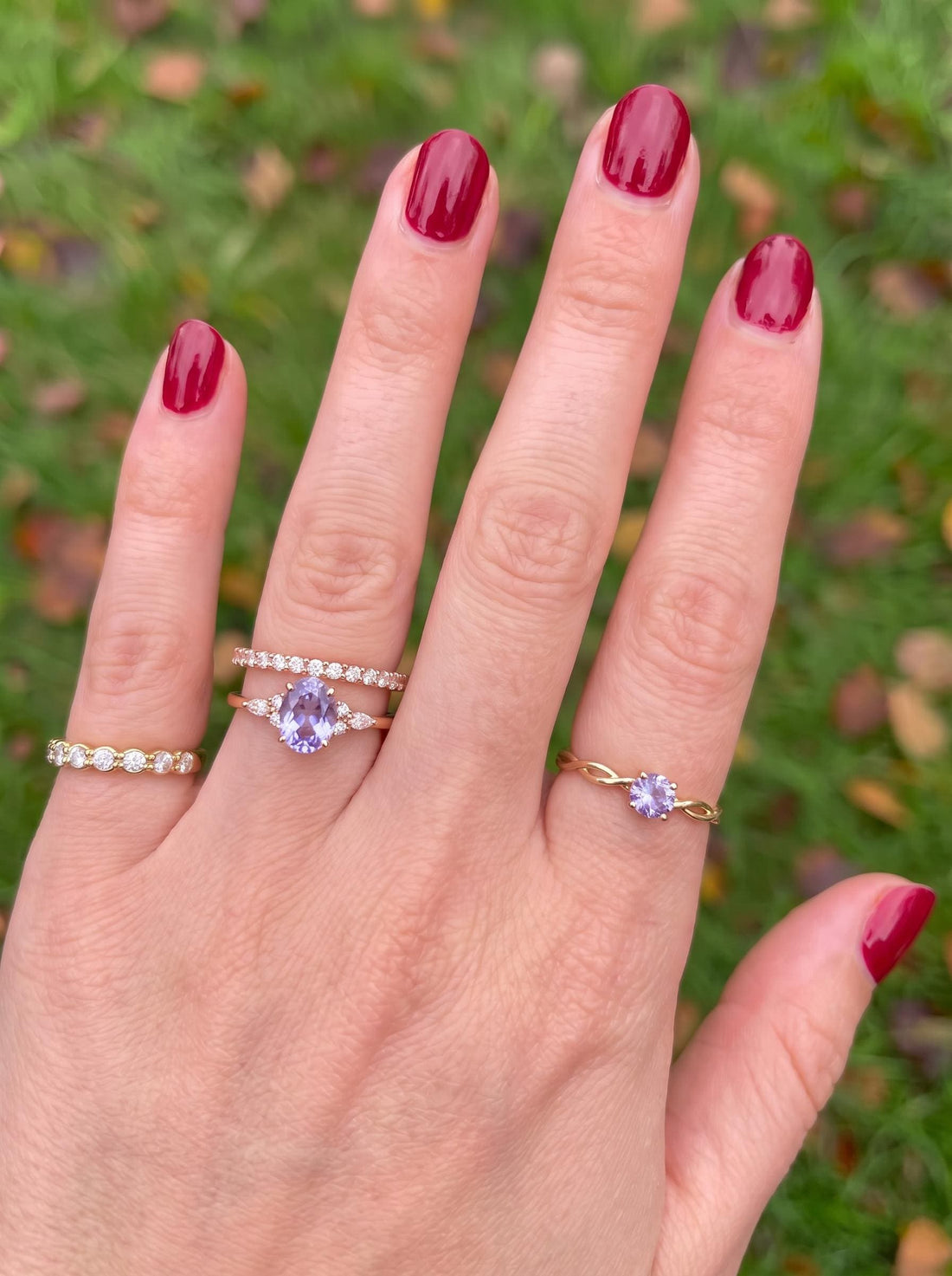 Lavender Oval Gemstone Ring, Dainty Cluster Engagement Ring, Marquise Diamond Accents, Promise Ring, Anniversary Gift for Her