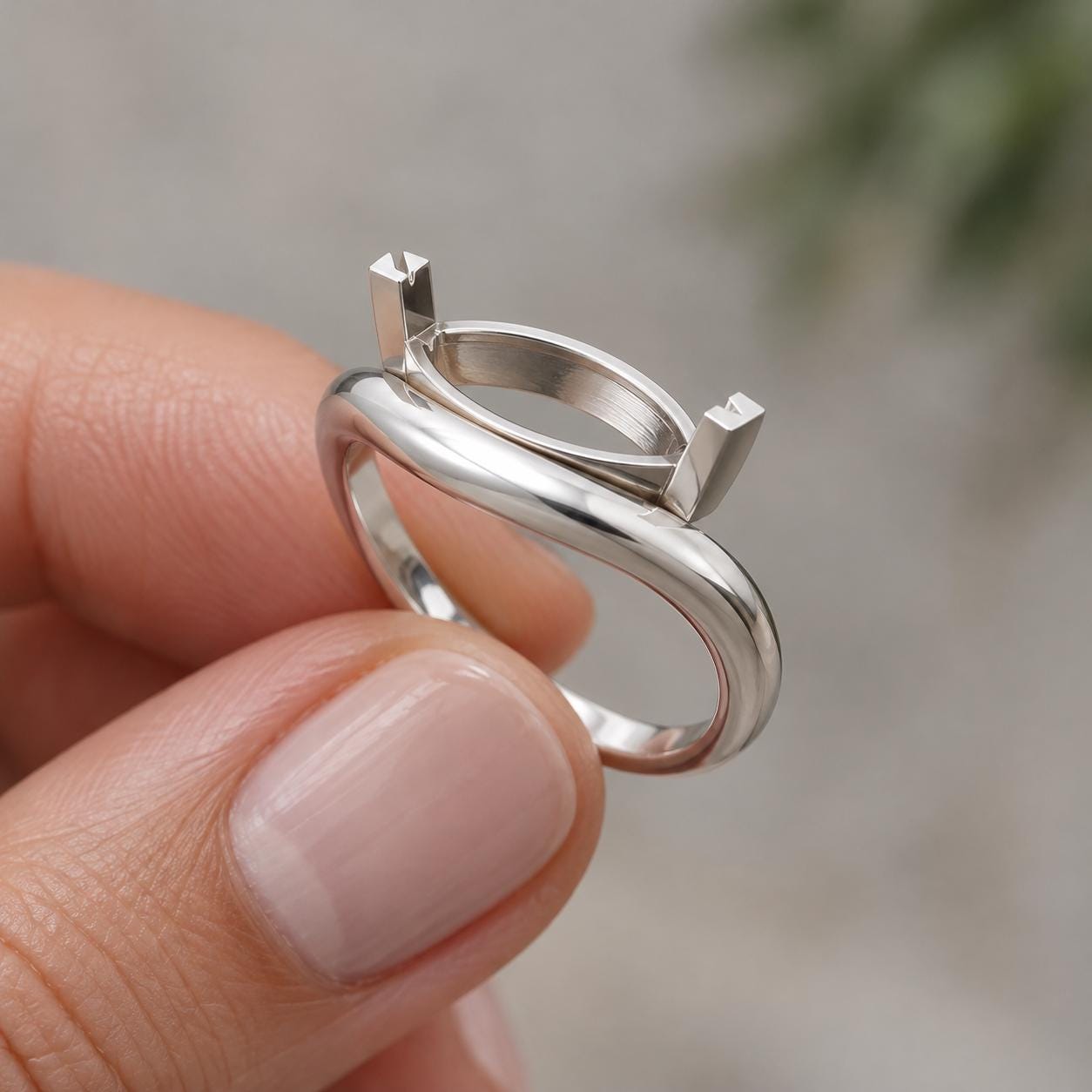 Marquise Semi Mount Ring Setting 10x5mm, 925 Sterling Silver East West Bypass Ring Mount, Empty Travel Ring Setting for DIY