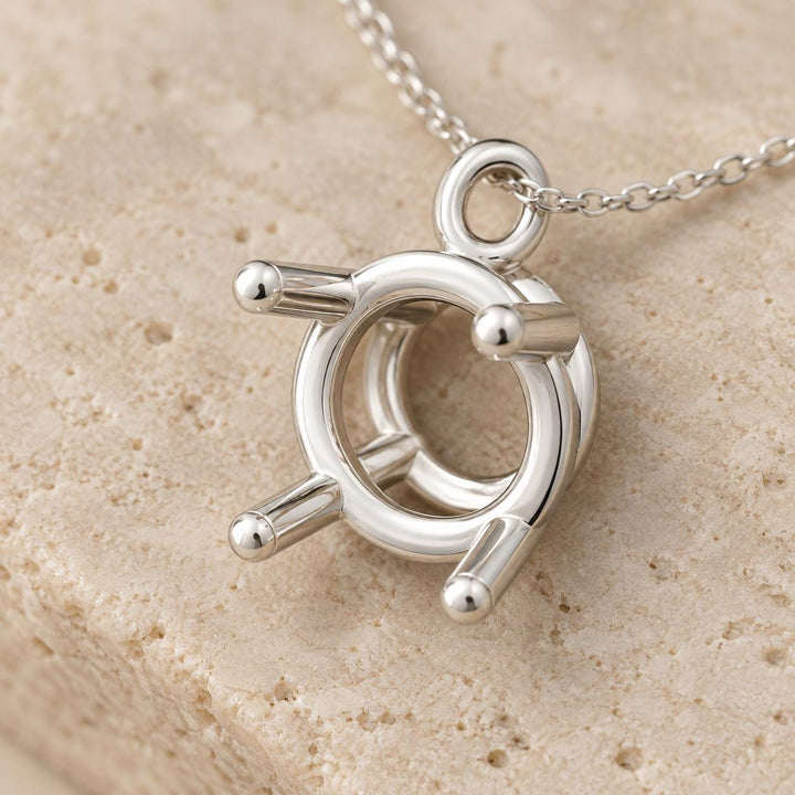 Blank Pendant Setting 7mm Round, 4 Prong Basket 925 Silver Semi Mount, Jump Ring Bail, Setting Only for DIY Necklace