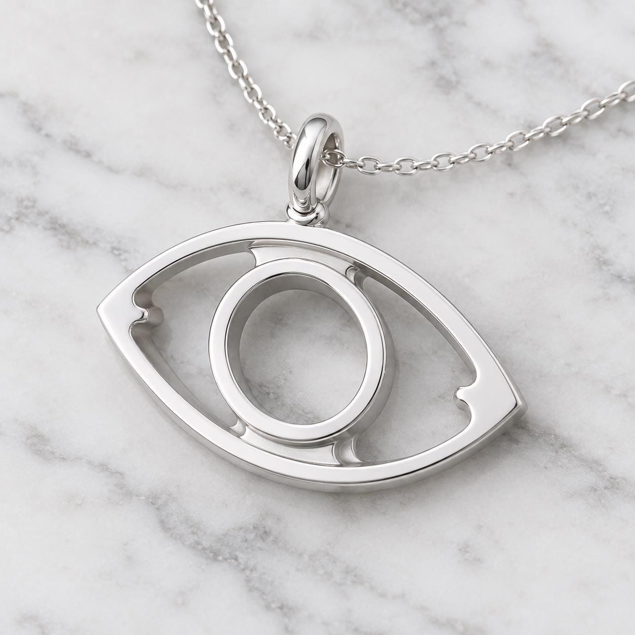 Evil Eye Pendant Setting, 925 Sterling Silver Open Eye Semi Mount with Round 5.5mm Center Seat, Empty Necklace Blank for DIY
