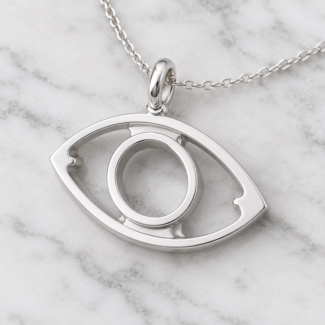Evil Eye Pendant Setting, 925 Sterling Silver Open Eye Semi Mount with Round 5.5mm Center Seat, Empty Necklace Blank for DIY