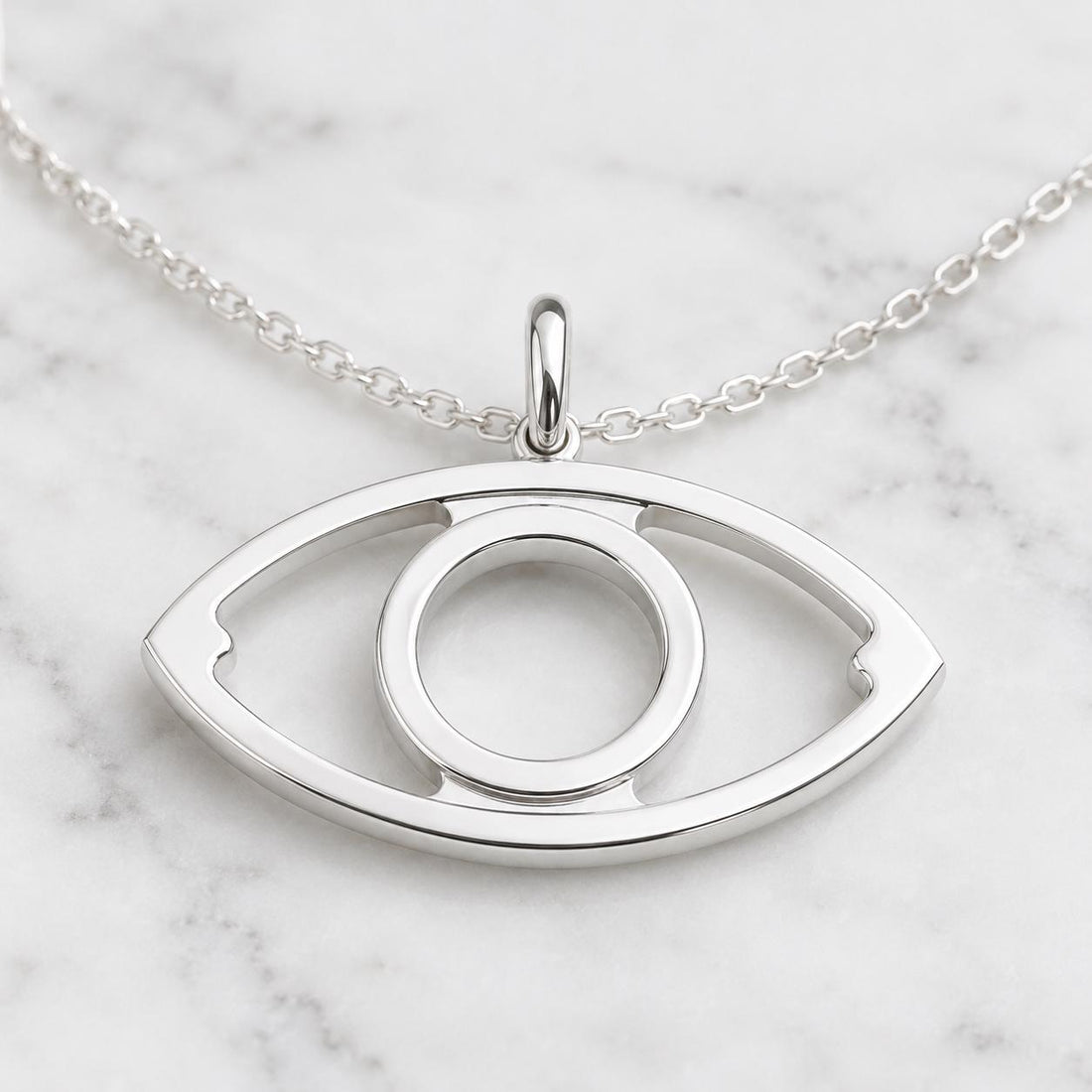 Evil Eye Pendant Setting, 925 Sterling Silver Open Eye Semi Mount with Round 5.5mm Center Seat, Empty Necklace Blank for DIY