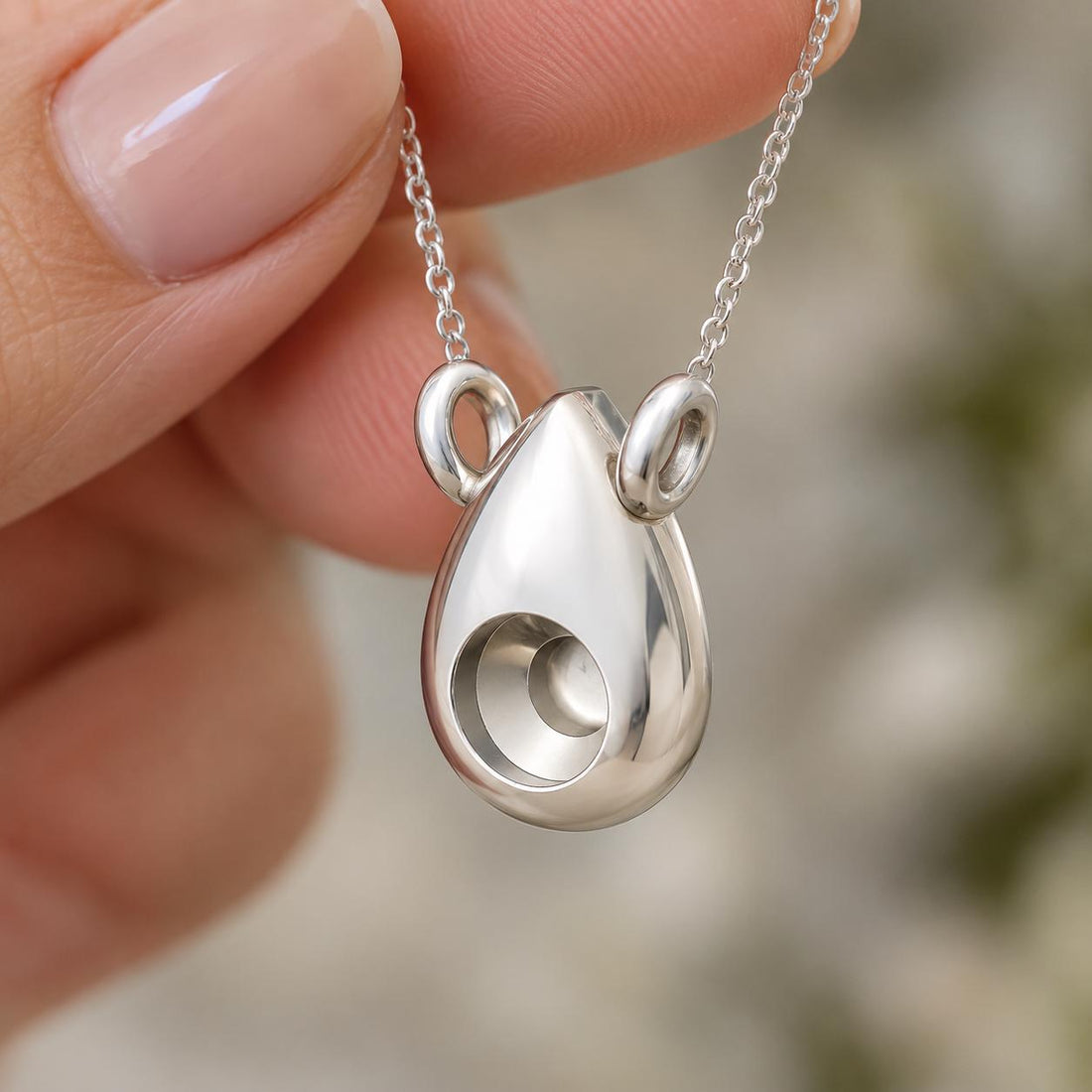 Teardrop Pendant Mount with 4mm Round Seat, Plain Domed 925 Sterling Silver Semi Mount, Two Chain Loops, Empty Pendant Setting for DIY