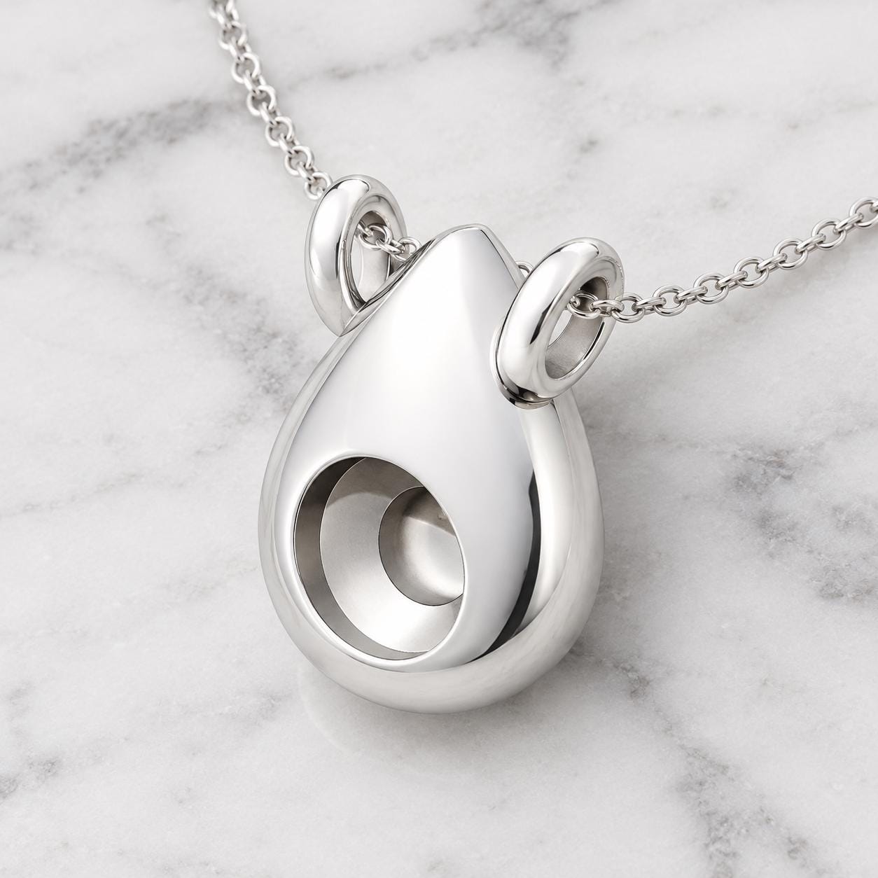 Teardrop Pendant Mount with 4mm Round Seat, Plain Domed 925 Sterling Silver Semi Mount, Two Chain Loops, Empty Pendant Setting for DIY