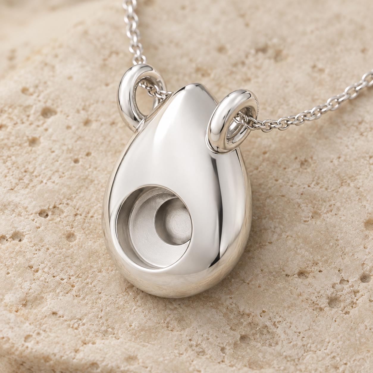 Teardrop Pendant Mount with 4mm Round Seat, Plain Domed 925 Sterling Silver Semi Mount, Two Chain Loops, Empty Pendant Setting for DIY
