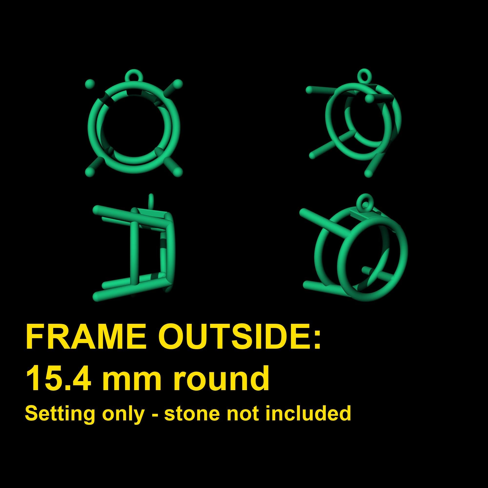 Wire Basket Pendant Mount about 15.4mm Outside, 4 Ball Tip Rods, Tiny Loop Bail, Empty 925 Sterling Silver Semi Mount for DIY Jewelers