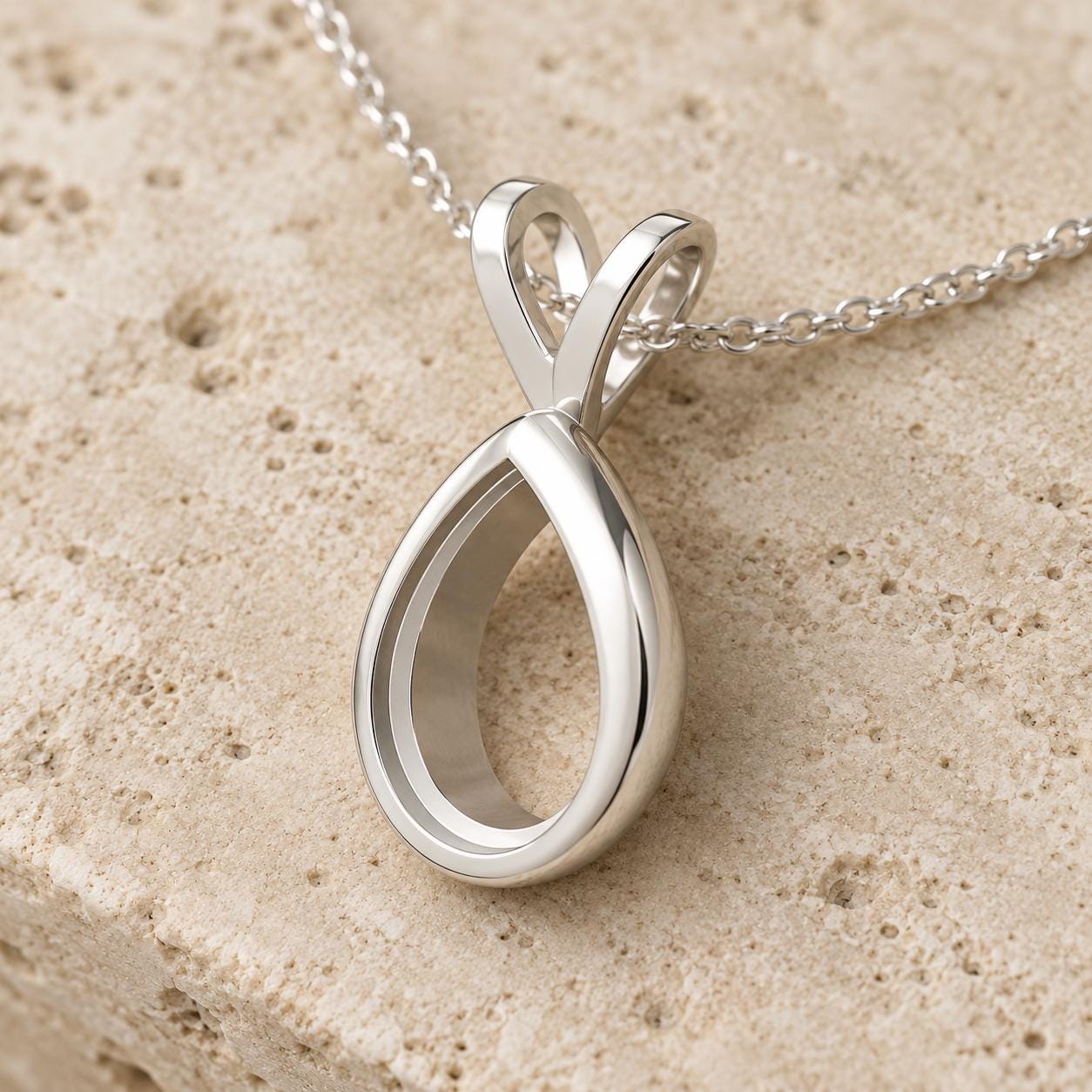 Plain Pear Frame Pendant for 7x10mm Pear, 9.2x13mm Outside, Open Back Teardrop Semi Mount, 925 Sterling Silver, V Strap Bail