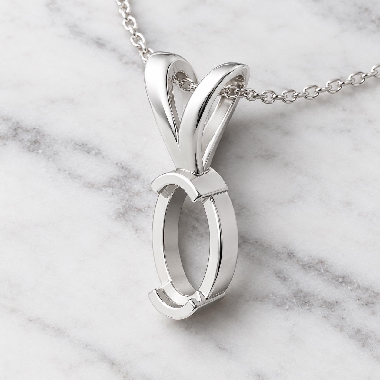 Tiny Oval Bezel Pendant Setting 5x3mm, Notched Wall, V Looped Bail, Small 925 Sterling Silver Semi Mount, Empty Blank Pendant Mount