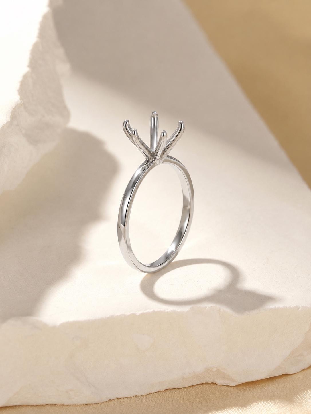 Marquise Semi Mount Ring Setting 8x4 to 15x7.5mm, 925 Sterling Silver Solitaire Ring Mount, 6 Prong Empty Ring Setting for DIY
