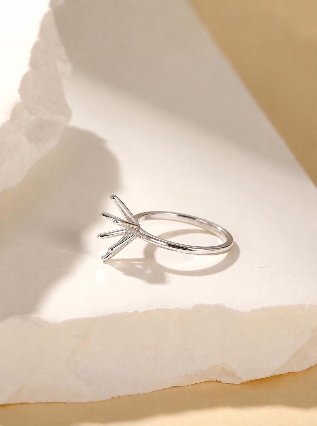Marquise Semi Mount Ring Setting 8x4 to 15x7.5mm, 925 Sterling Silver Solitaire Ring Mount, 6 Prong Empty Ring Setting for DIY