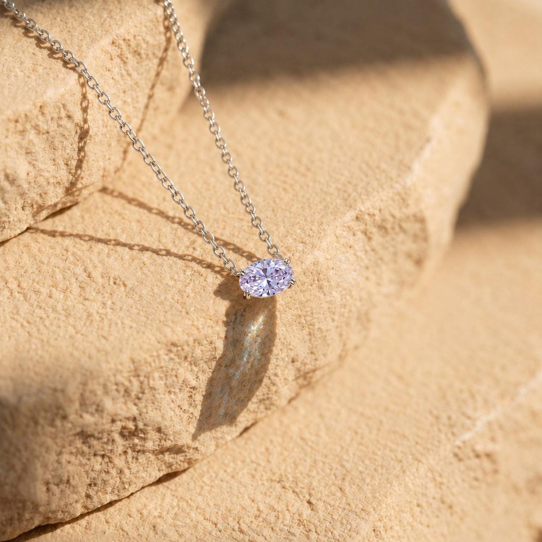 Lavender Alexandrite Pendant, June Birthstone Oval Necklace, East West Solitaire, 925 Sterling Silver Birthday Gift for Her