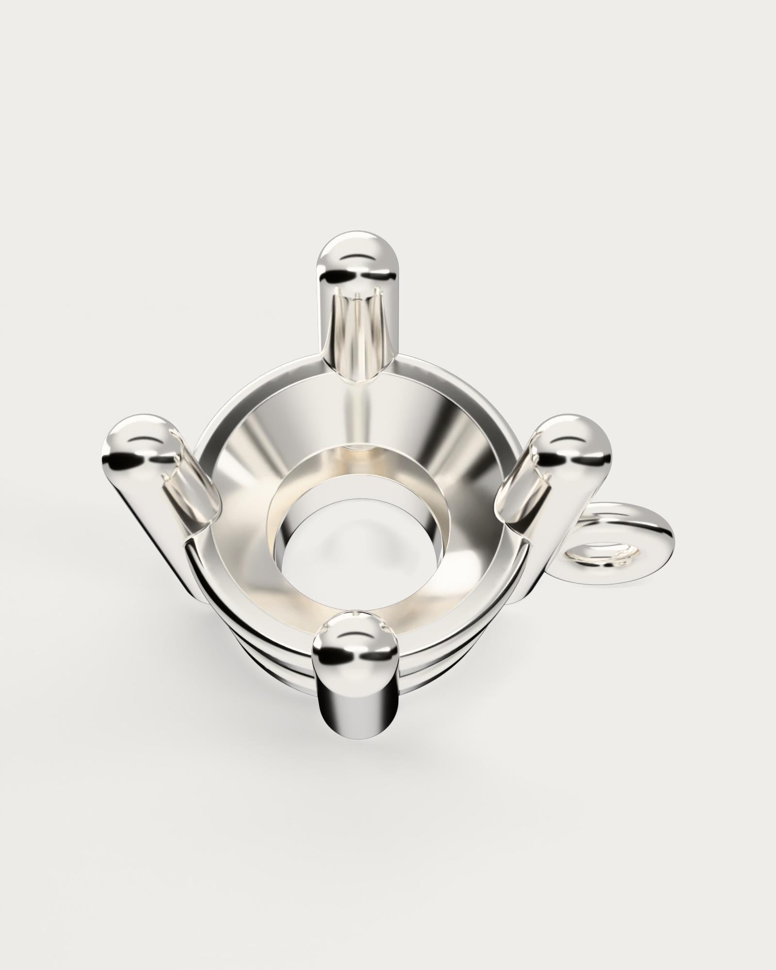 5mm Stepped Round Basket Pendant Mount, 4 Plain End Rods, Two Tilted Loop Bails, Blank 925 Sterling Silver Semi Mount Setting