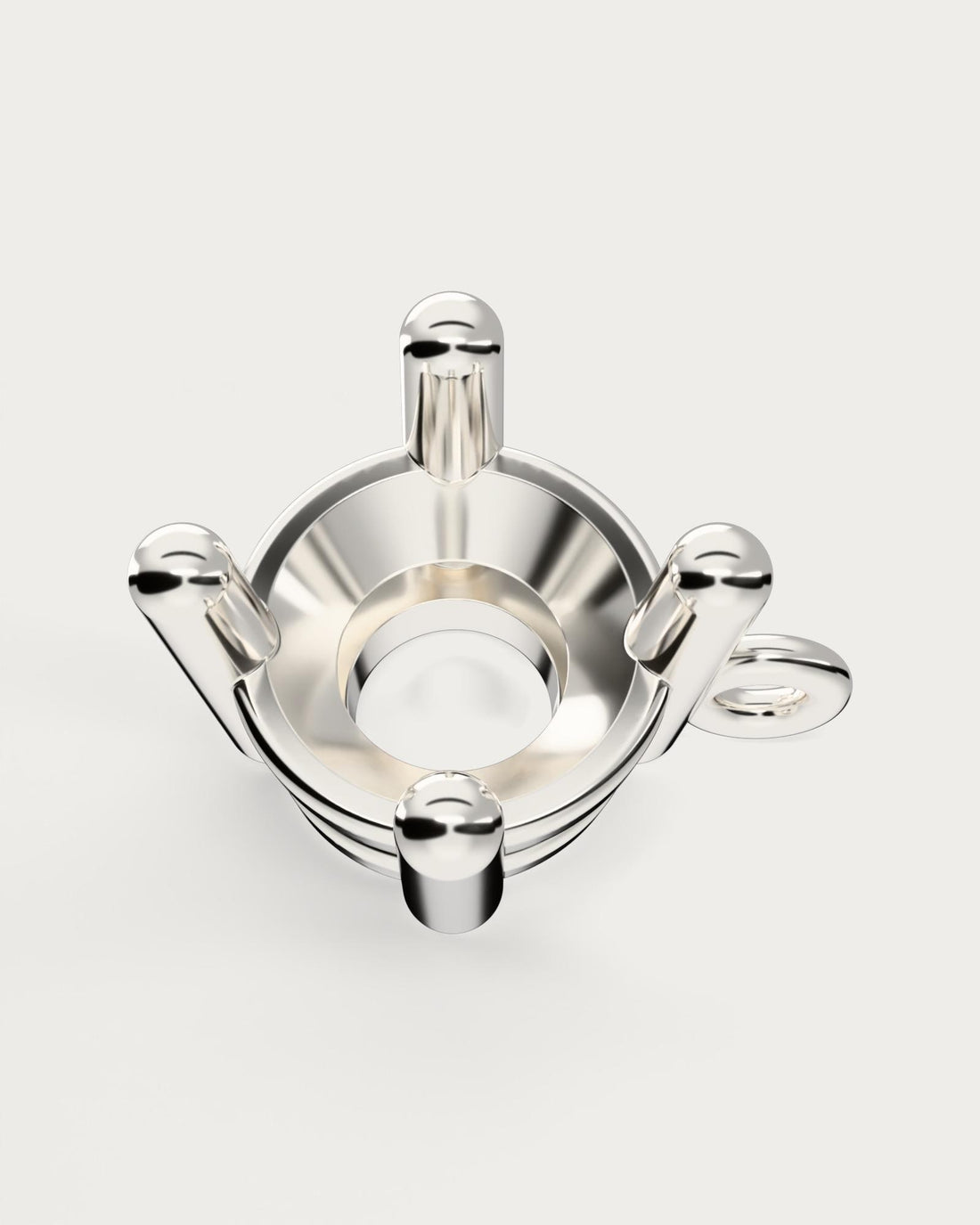 5mm Stepped Round Basket Pendant Mount, 4 Plain End Rods, Two Tilted Loop Bails, Blank 925 Sterling Silver Semi Mount Setting