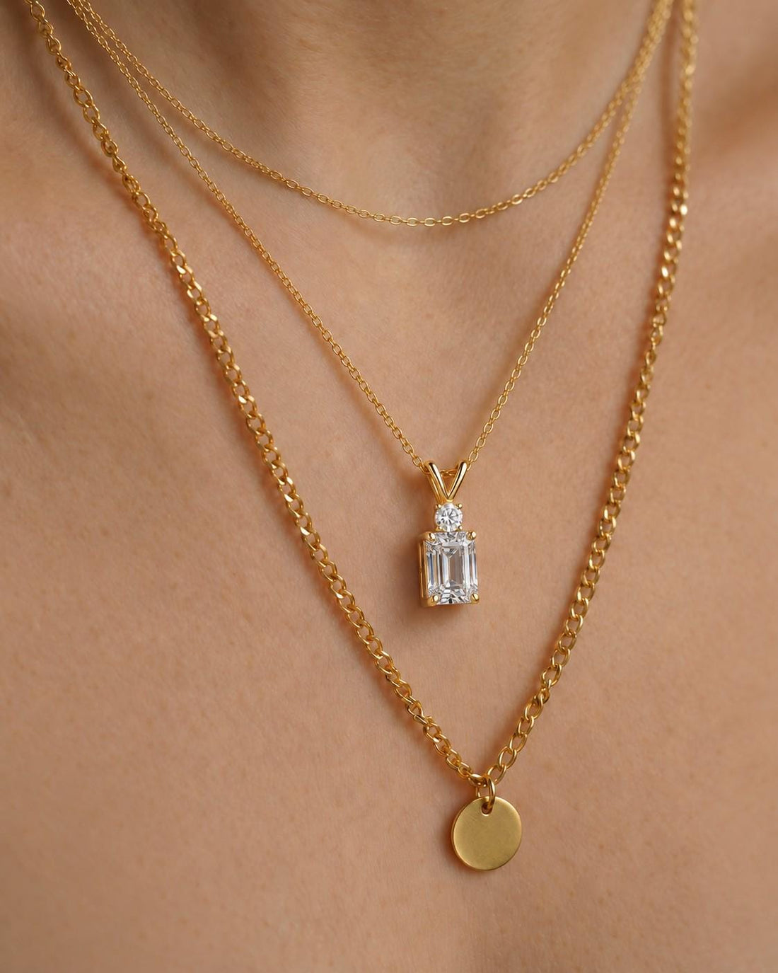 Moissanite Pendant Necklace, April Birthstone Emerald Cut Solitaire, Art Deco Jewelry, Bridesmaid Gift, Wedding Day Present for Her