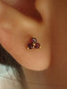 Lab-Grown Garnet Stud Earrings / Sterling Silver Earrings / Gold Plated Earrings / Three Stone Earrings / Minimalist Earrings