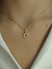 Sterling Silver CZ Flower Necklace / Simulated Diamonds Bridesmaid Gift / Gold Plated Marquise Flower Necklace Gift for her