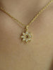 Sterling Silver CZ Flower Necklace / Simulated Diamonds Bridesmaid Gift / Gold Plated Marquise Flower Necklace Gift for her