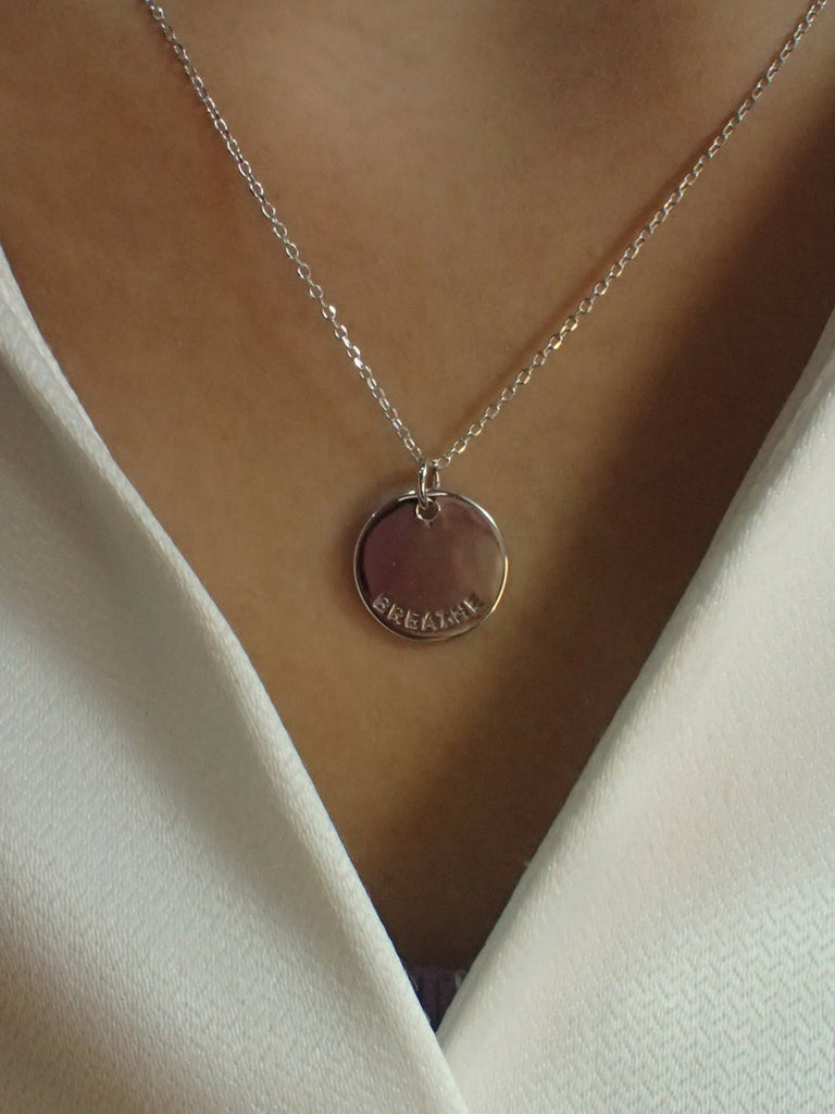 Personalized Disk Necklace / Sterling Silver Bridesmaid Gift / Personalized Jewelry / Custom Necklace / Engraved Coin Necklace