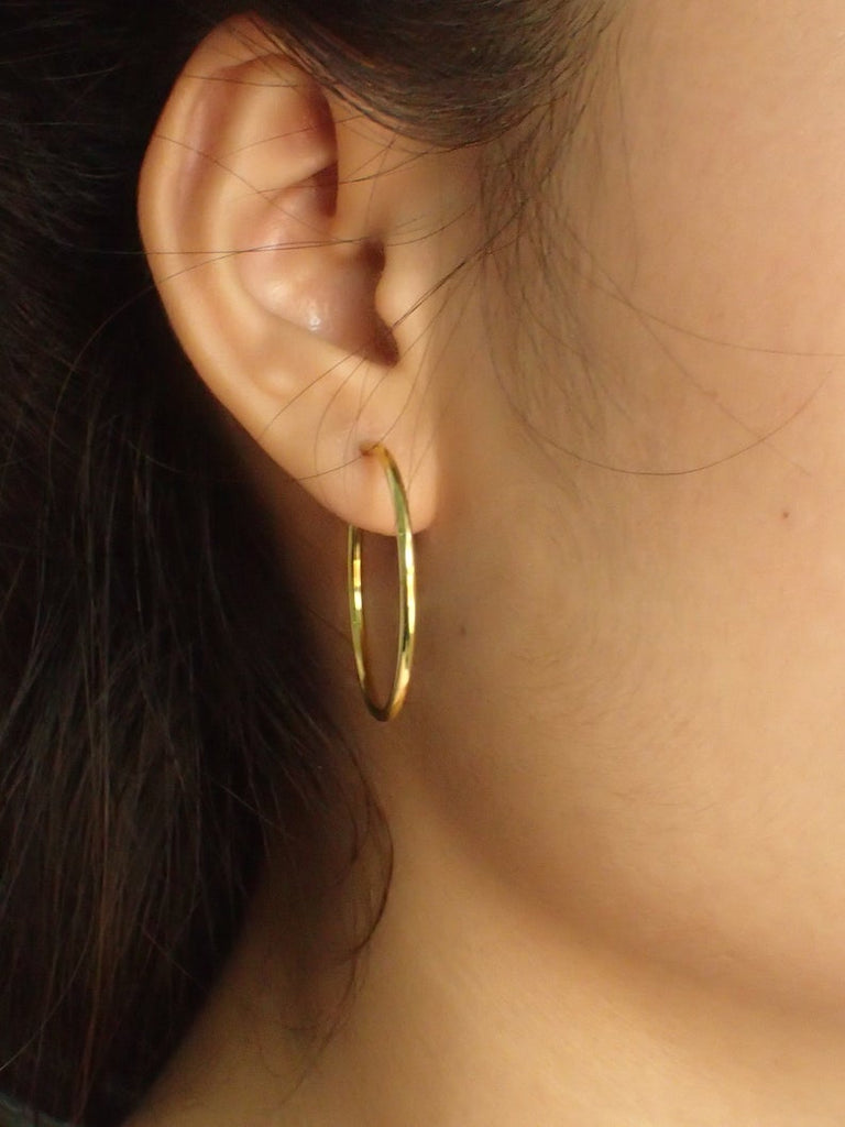 Gold Hoop Earrings / Minimalist Sterling Silver Hoops / 25 MM Lightweight Hoop Earrings / Endless Hoop Earrings