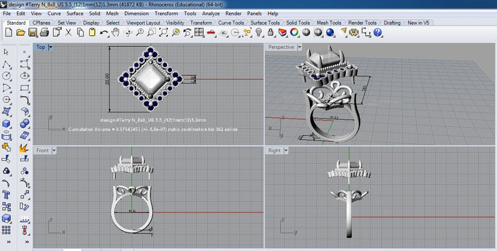 Custom listing for e-ring, 5.5 size in 14k white gold with 0.18 carats diamonds