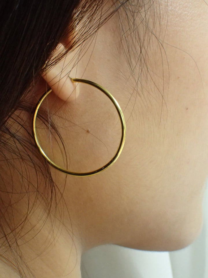 30 MM Minimalist Hoop Earring for Her / Gold Plated Hoop Earrings / 925 Sterling Silver Hoop / Earrings Gift for Women