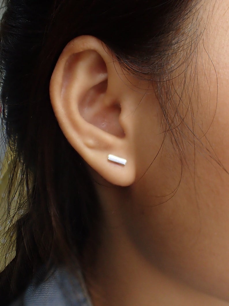 Sterling Silver Flat Bar Post Earring with Hidden Loop