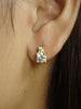 Two Stones Stud Earrings / Simulated Diamonds Gold Plated Earrings / Minimalist Post Earring / Delicate Bridesmaid Earrings