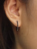 Simulated Black Diamonds Hoop Earrings / 925 Sterling Silver Huggies Earrings / Minimalist Eternity CZ Earring / Huggie Hoops Earrings
