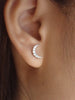 Sterling Silver Moon Earrings / Moon Stud Earrings / Simulated Diamonds Moon Earrings Gift for Her / Gold Plated CZ Earrings