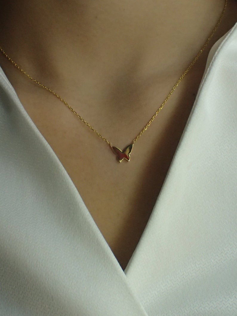 Dainty Butterfly Necklace / Sterling Silver Minimalist Layering Necklace / Perfect Summer Jewelry / Bridesmaid Gift