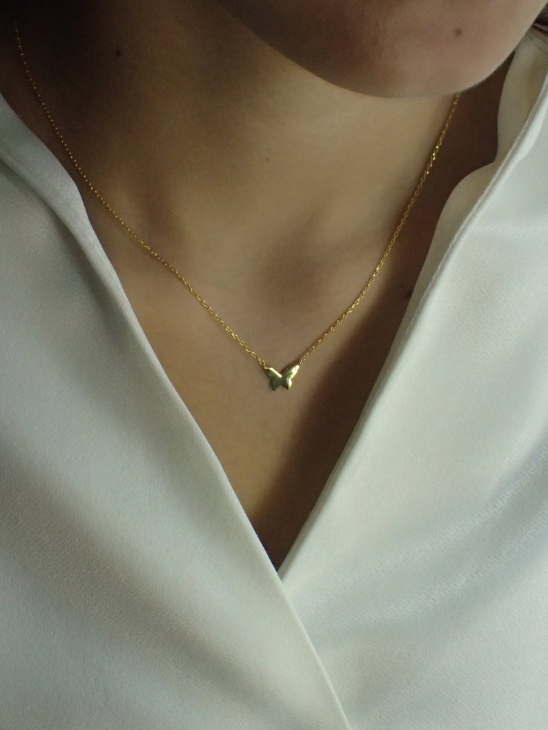 Dainty Butterfly Necklace / Sterling Silver Minimalist Layering Necklace / Perfect Summer Jewelry / Bridesmaid Gift