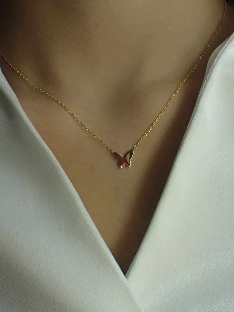 Dainty Butterfly Necklace / Sterling Silver Minimalist Layering Necklace / Perfect Summer Jewelry / Bridesmaid Gift