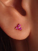 Trinity Stud Earrings / Sterling Silver Earrings / Lab-Grown Ruby Gold Plated Earrings / Three Stone Earrings / Minimalist Earrings