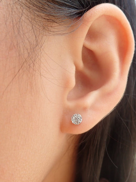 Simulated Diamonds Stud Earrings / Cluster Earring in Sterling Silver / Minimalist Gold Plated Earrings / Flower Earrings Gift for Her