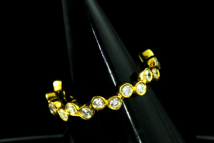 Bezel Set Diamond Wedding Band, Full Eternity Ring, Stackable Diamond Ring, Solid Gold Matching Band, Delicate Bubble Band
