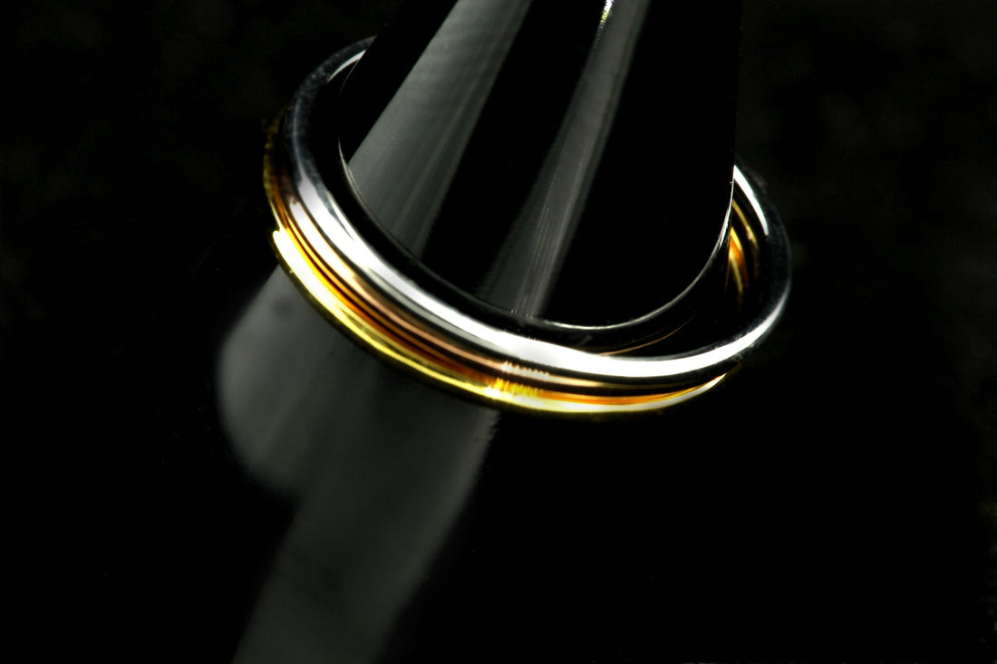 1 mm Gold Ring. Dainty Solid Gold Thin Wedding Band YG