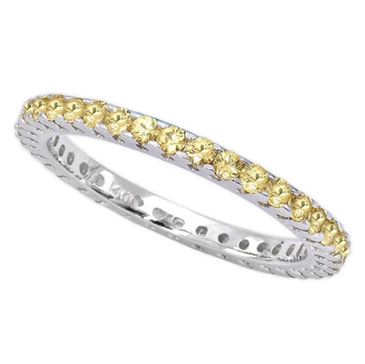 Sapphire Thin Band, Yellow Sapphire Full Eternity Band, Micro Pave Eternity Ultra-Thin Band, 14k Gold Thin Band