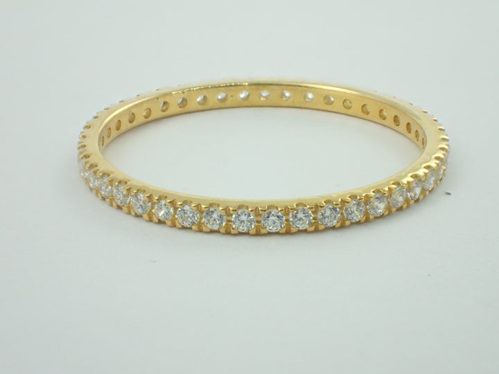 Full Eternity Moissanite Wedding Band, 14k Gold Eternity Thin Dainty Band, Micro Pave Band Stacking Ring