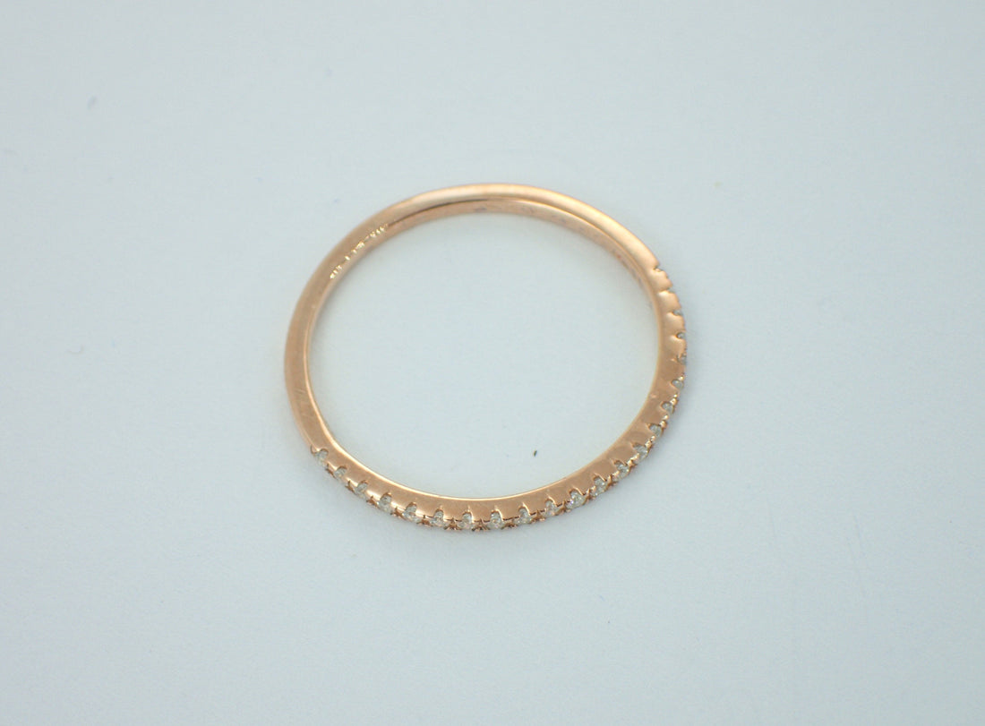 Half Eternity Midi Ring, Delicate Pinky Ring, Thin Dainty Ring, Rose Gold Dainty Stackable Ring, Diamond Wedding Band