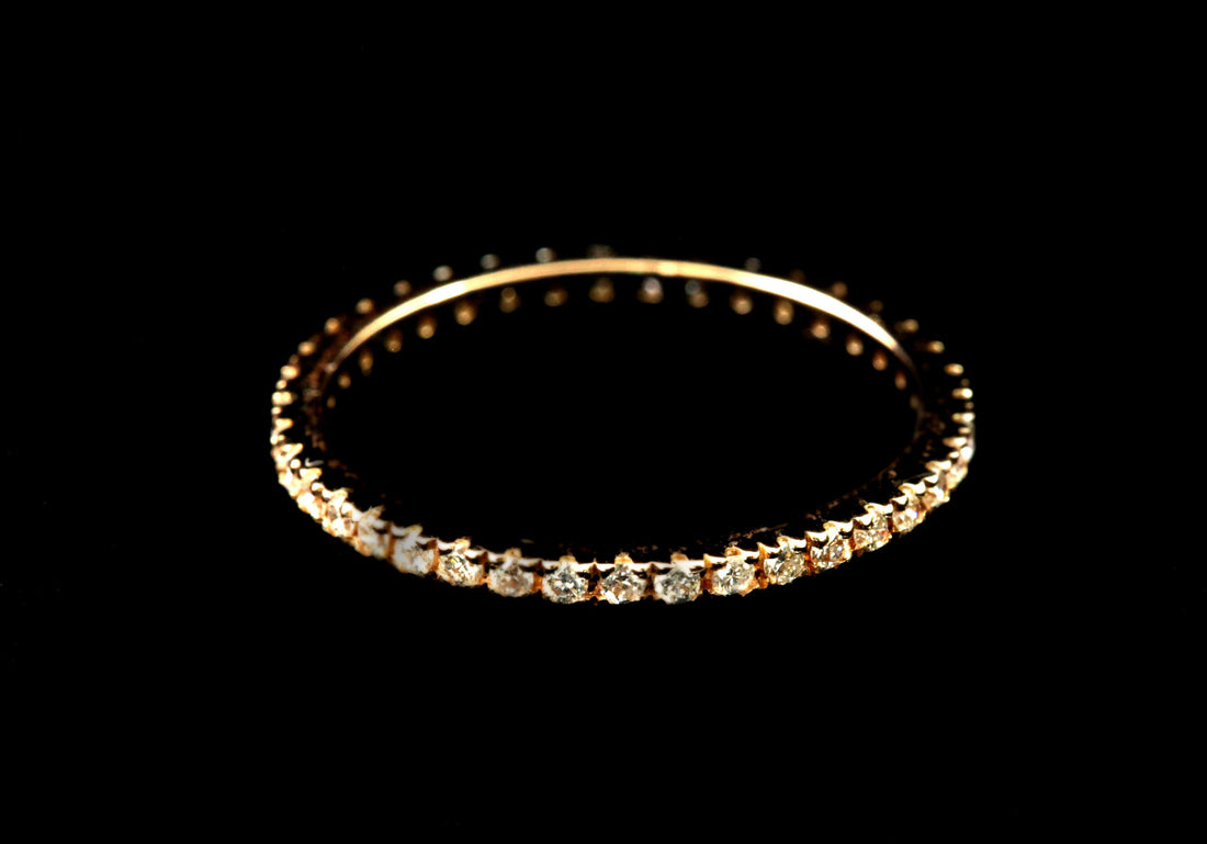 14k Solid Gold Dainty Wedding Band / Full Eternity Women Dainty Ring / Thin Dainty Stacking Band / Delicate Bridal Band
