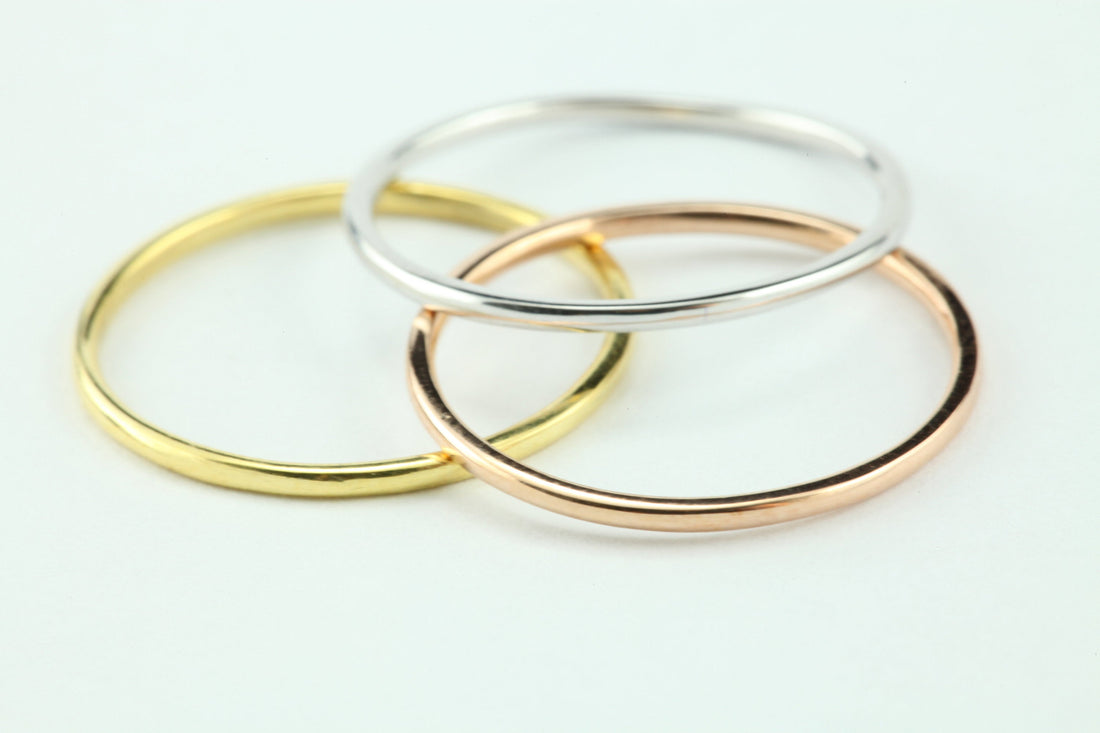 1 mm Gold Ring/ Dainty Solid Gold Thin Wedding Band/ Slim Stacking Ring/ Simple Gold Ring/ Solid Gold Ring, Midi Ring, Knuckle Ring 1mm