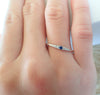 Tapered Blue Sapphire Diamond Ring Engagement Ring Diamond Wedding Band Platinum Ring