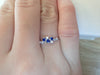Moissanite and Blue Sapphire Cluster Ring, Prong Set Cluster Ring, Alternating Sapphire and Moissanite Ring