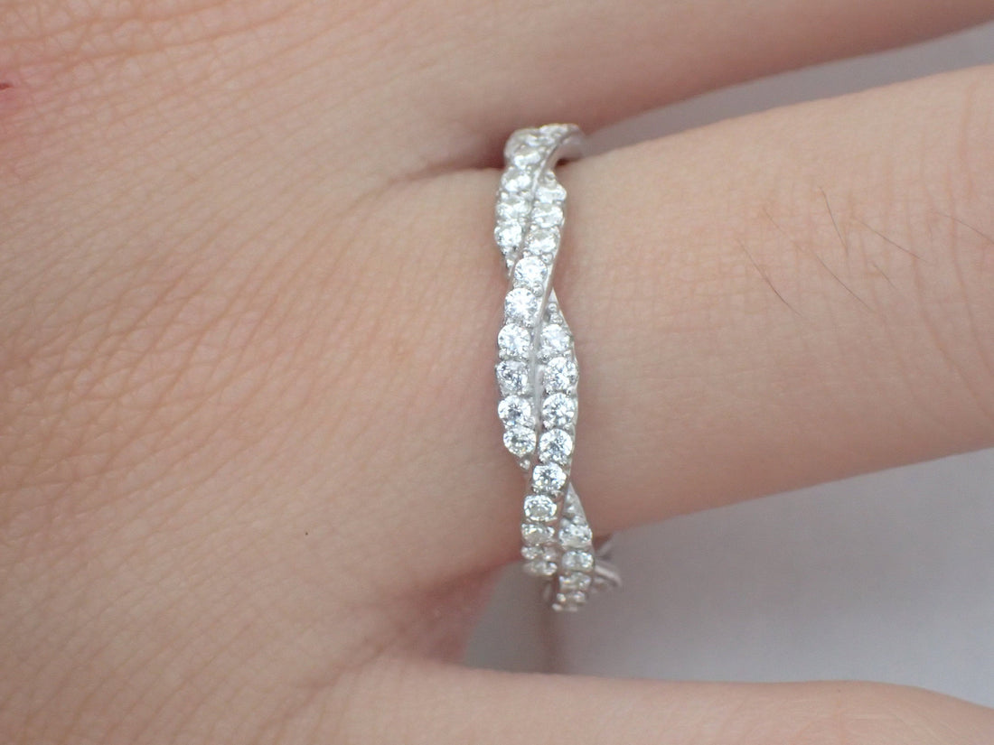 Infinity Ring, Platinum Infinity Wedding Band, Infinity Diamond Band, Full Eternity Ring, Delicate Infinity Ring