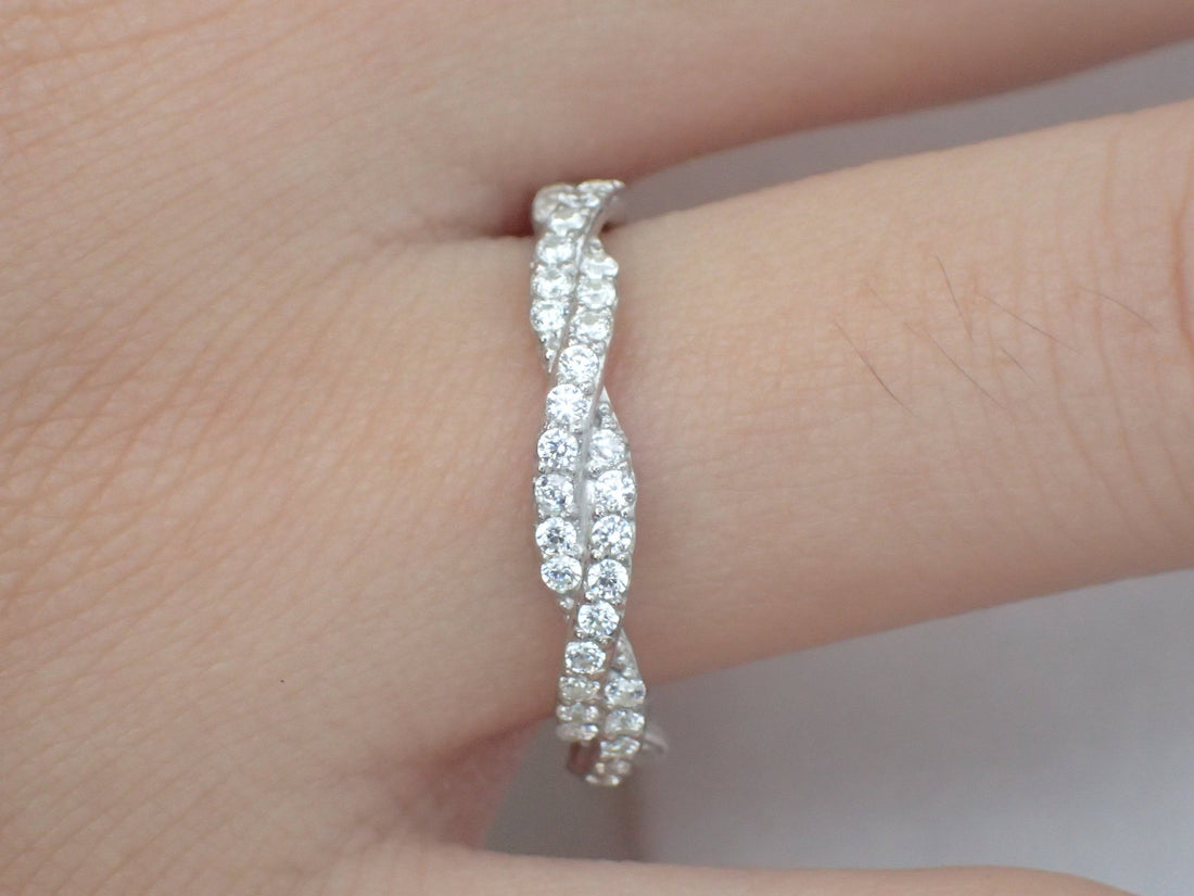 Infinity Ring, Platinum Infinity Wedding Band, Infinity Diamond Band, Full Eternity Ring, Delicate Infinity Ring